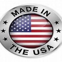 A silver made in the usa button with an american flag.