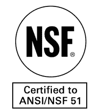 A black and white picture of an nsf certified logo.